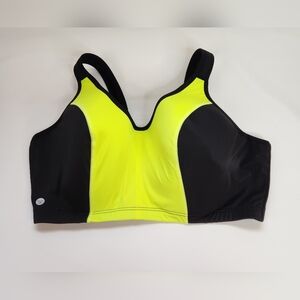 Cacique Livi Active Sports Bra Size 46DDD in Neon Yellow and Black